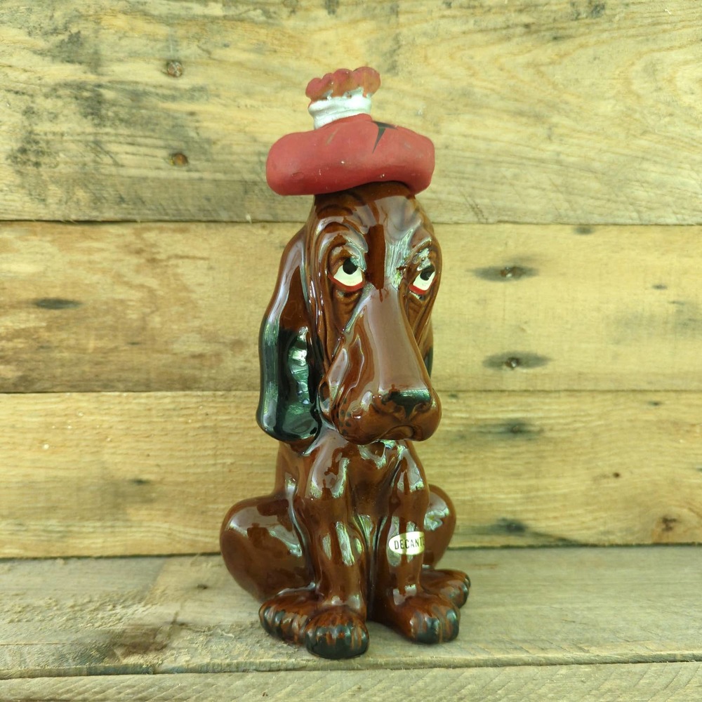 Vintage Bassett Hound Whiskey Decanter by Enesco Imports Made in Japan / Barware